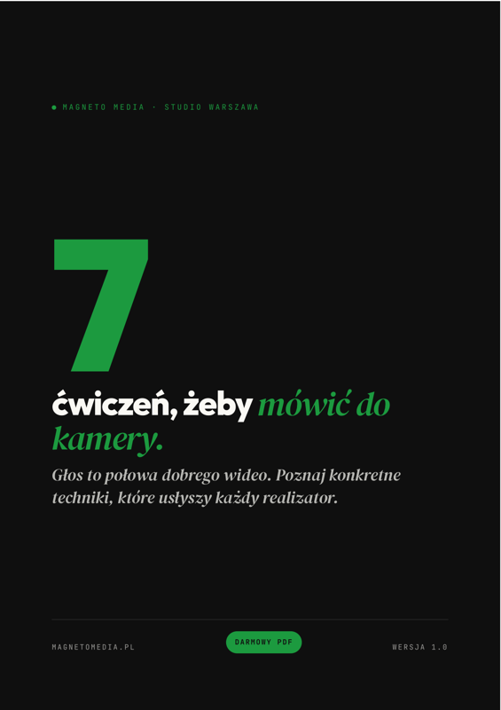 Okładka: 7 ćwiczeń, żeby mówić do kamery — Magneto Media